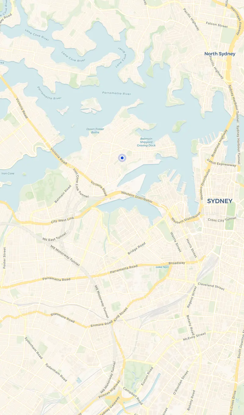 Map of the Balmain service area and the surrounding suburbs we cover.