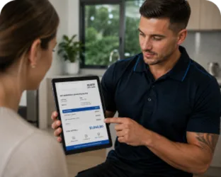 Plumber explaining a service estimate in Balmain