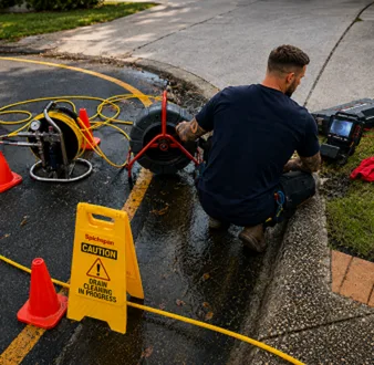 Burst drain pipe being repaired in Balmain